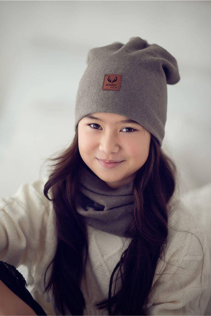 Hat and chimney scarf BENIAMINA - BROWN