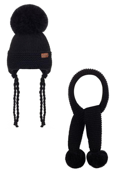 Komplet zimowy czapka z szalem BEATRICE - BLACK
