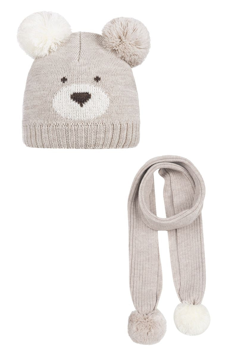 Dziecięca czapka z szalem WILLY BEIGE