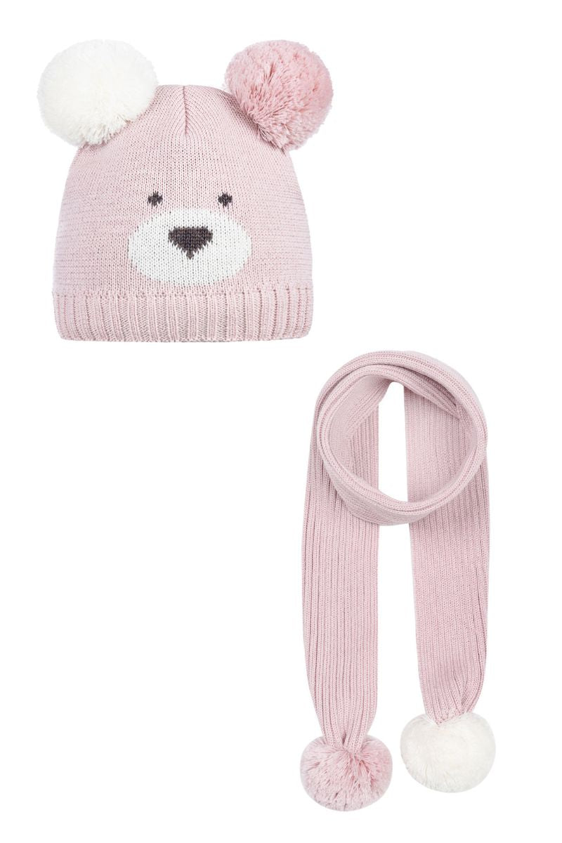 Dziecięca czapka z szalem WILLY pink