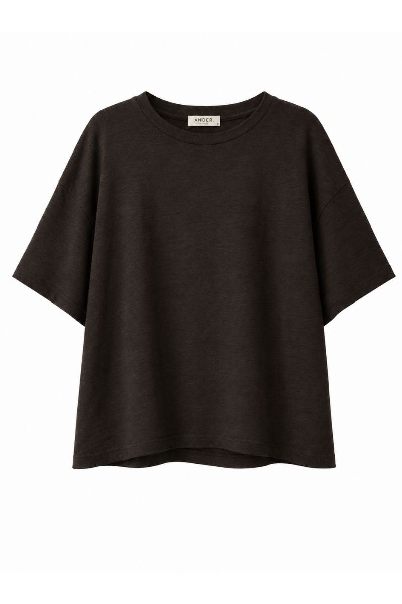 Damen-T-Shirt NERO OVERSIZE – 100 % Merinowolle – schwarz