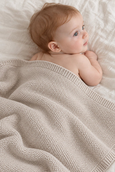 Kocyk dla niemowlaka ABACO – 100% wełny merino – beżowy