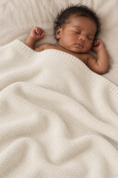 Kocyk dla niemowlaka ABACO – 100% wełny merino – ecru