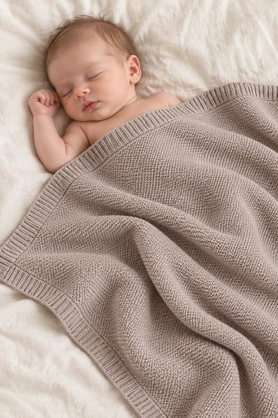 Kocyk dla niemowlaka ABACO – 100% wełny merino – taupe