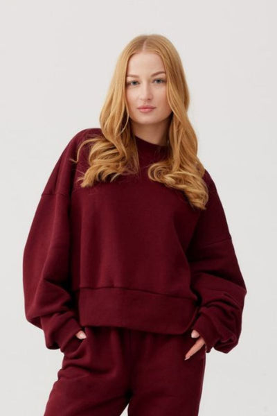 Bluza dresowa ROSA - bawełna - bordowy
