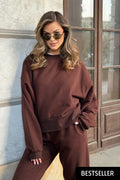 Bluza dresowa ROSA - bawełna - czekoladowy brąz