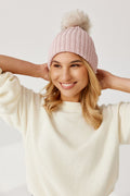 Czapka OLLO – 100% wełny merino – pudrowy róż