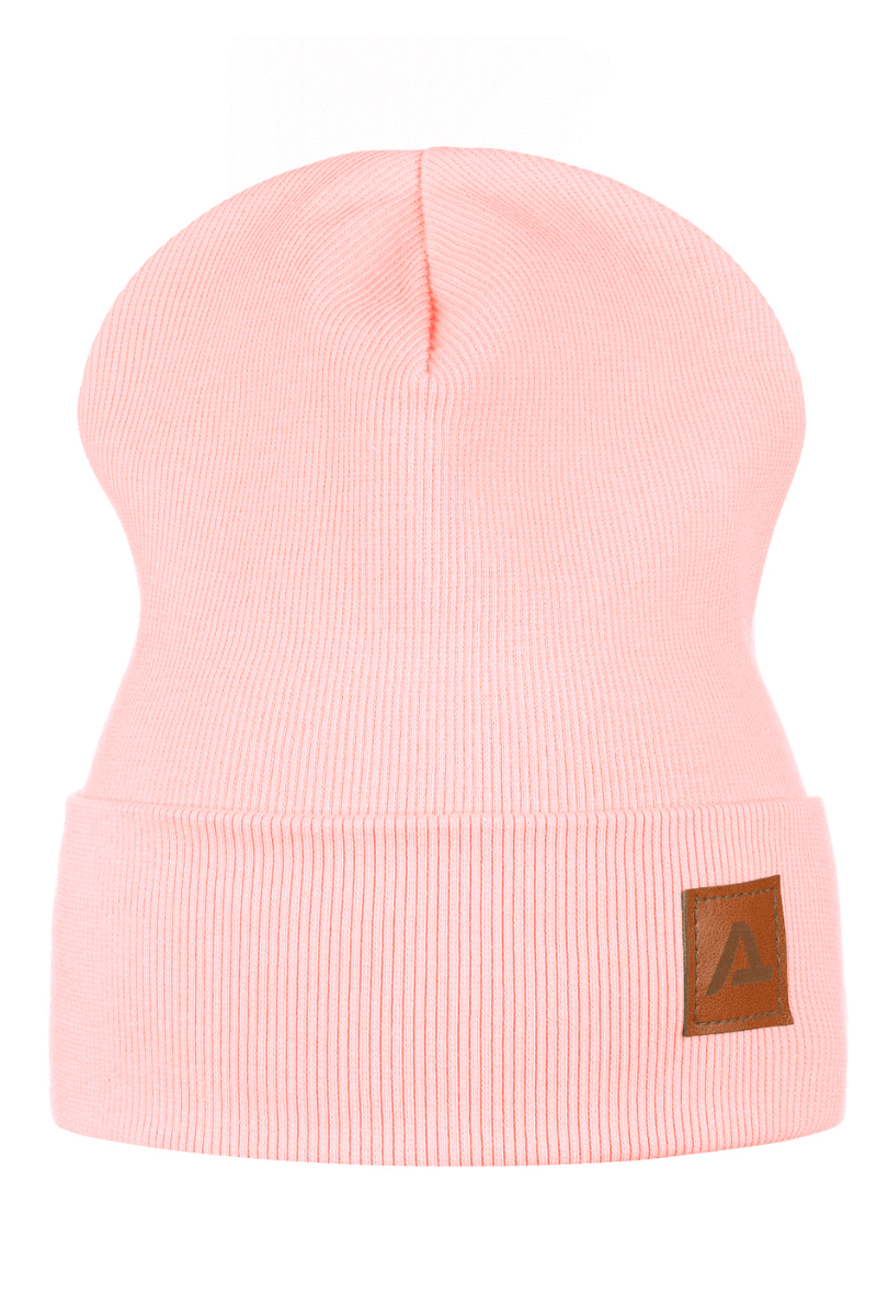 Girl's RIB beanie with a turn-up brim - pink