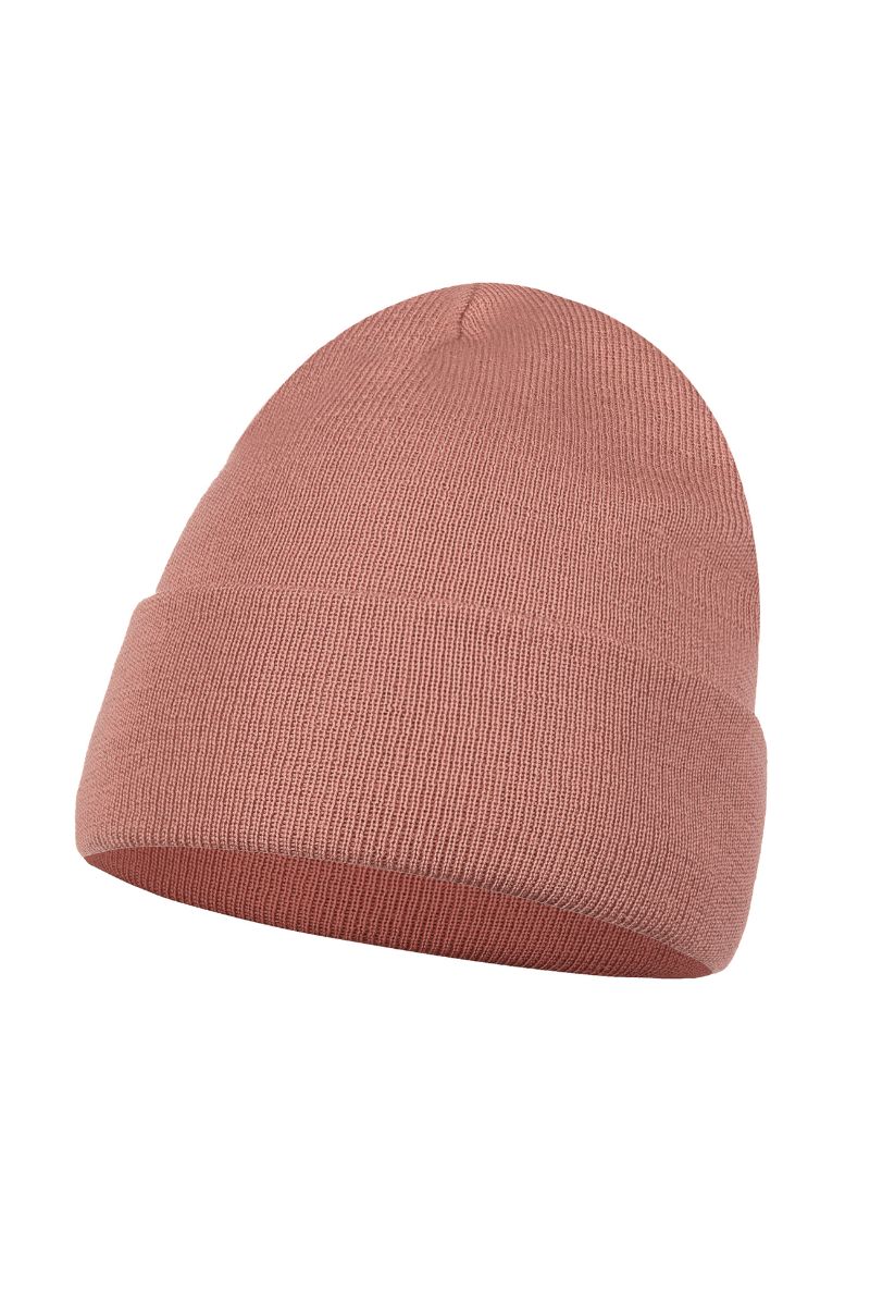 Czapka zimowa NAOMI migdał – minimalistyczny look z boku