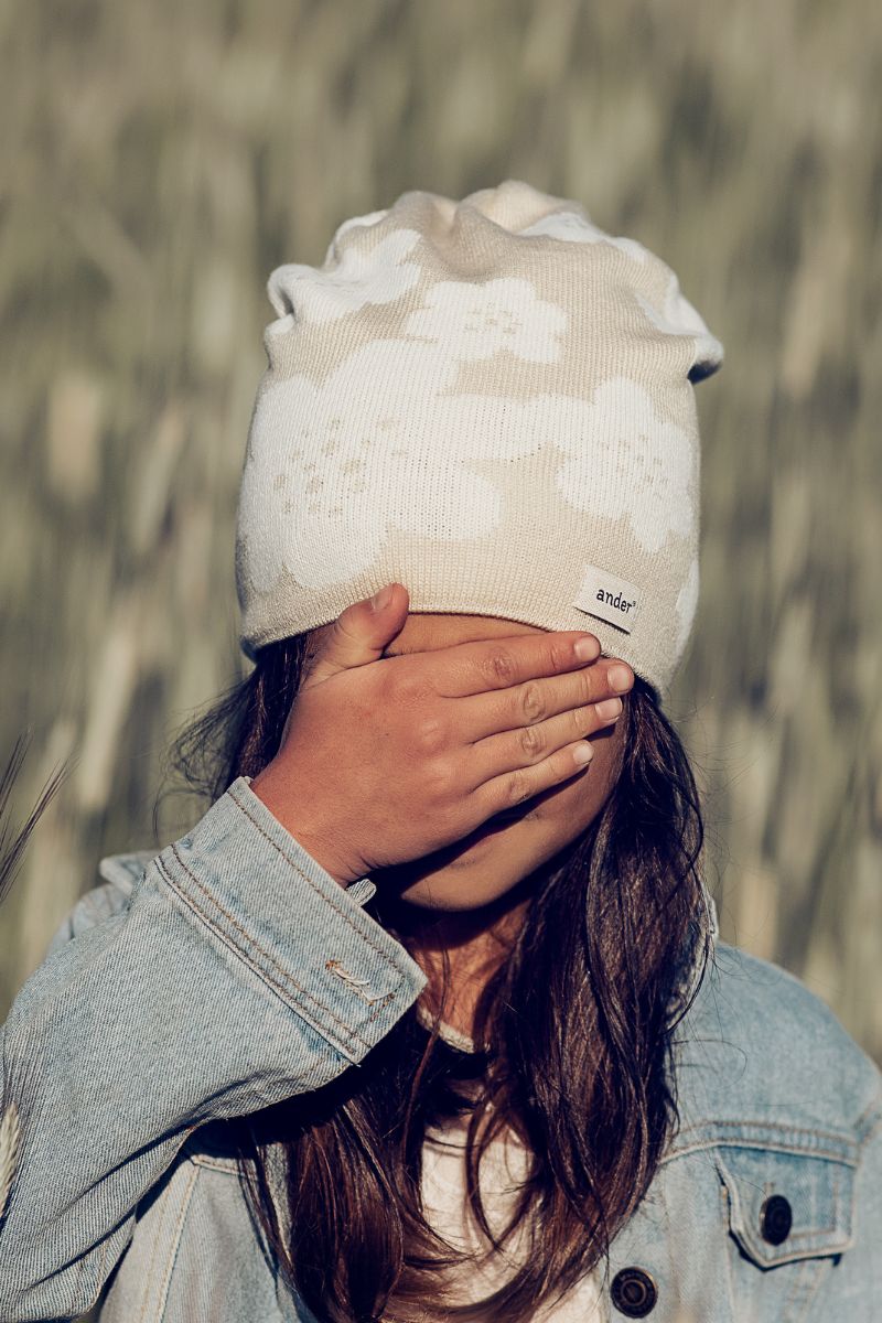 Summer hat for a girl FLOWER BEIGE