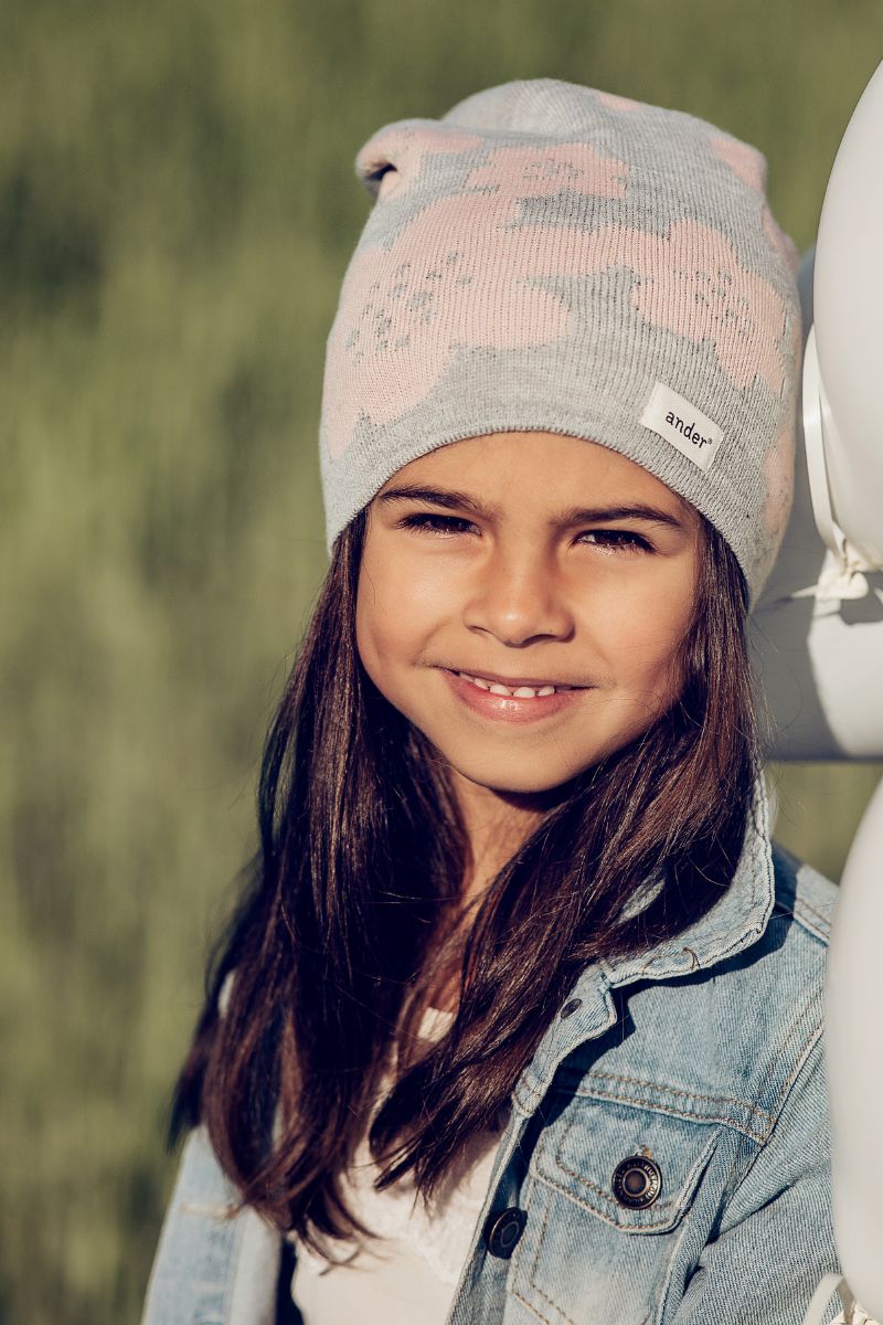 Girls' summer hat FLOWER GREY