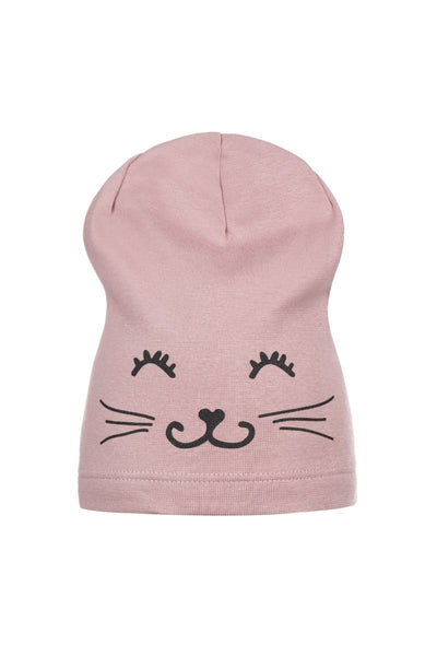 Czapka dziewczęca beanie KITTY DUSTY PINK