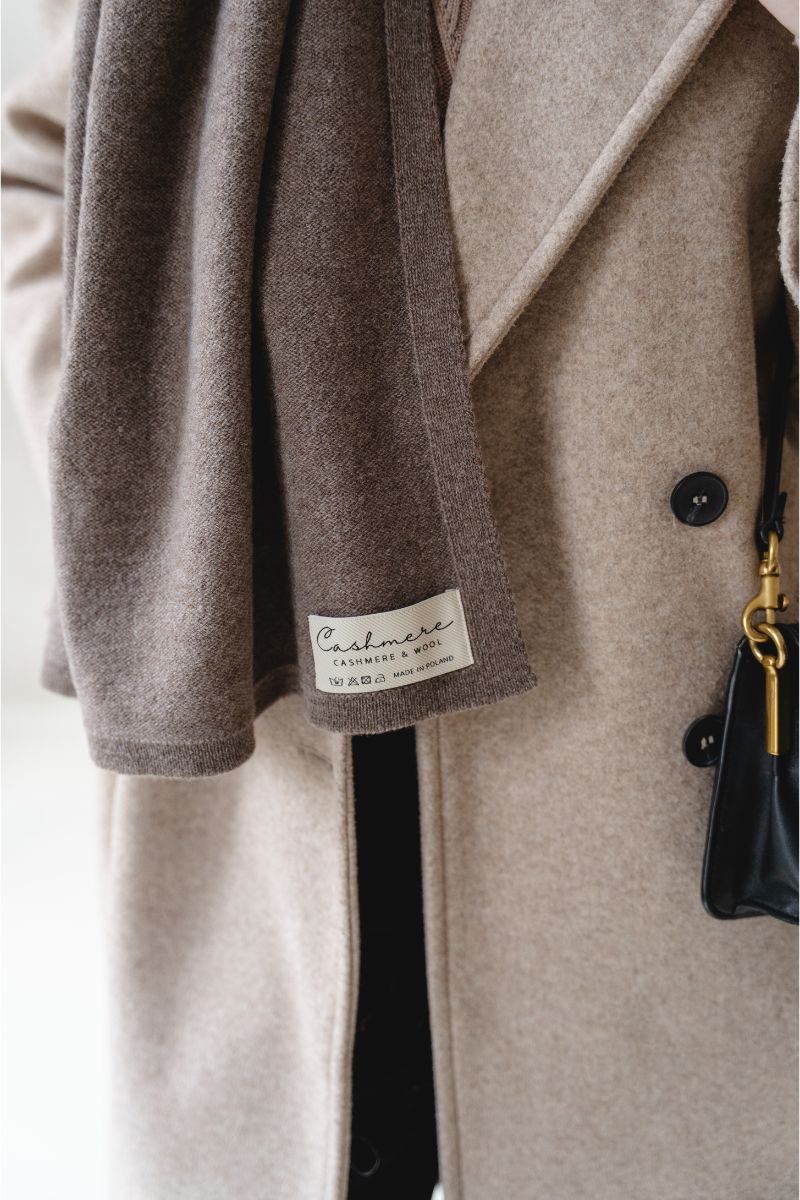 elegancki szal zimowy premium wykonany z wełny merino i kaszmiru
