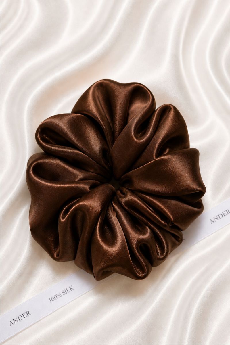 SILQ Silk Hair Scrunchie - size - XXL - brown