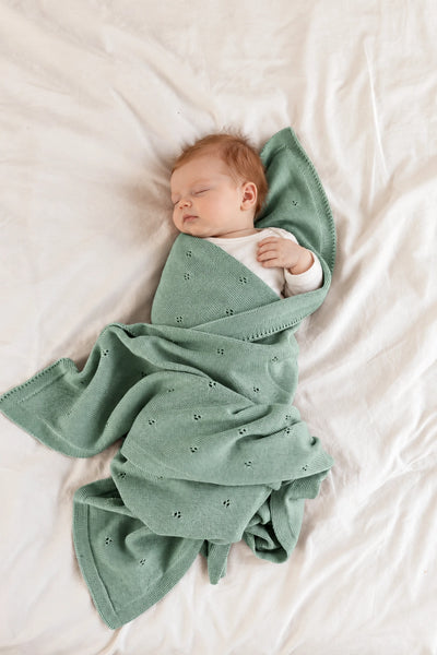 Kocyk niemowlęcy APOLLO – 100% wełny merino – szałwiowy