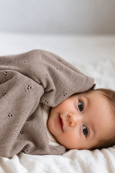 Kocyk niemowlęcy APOLLO – 100% wełny merino – taupe