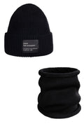 Komplet czapka i komin BRIGID NEW – 100% wełny merino – czarny