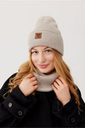 Komplet čepice a nákrčníku BRIGID - 100% merino vlna - béžová