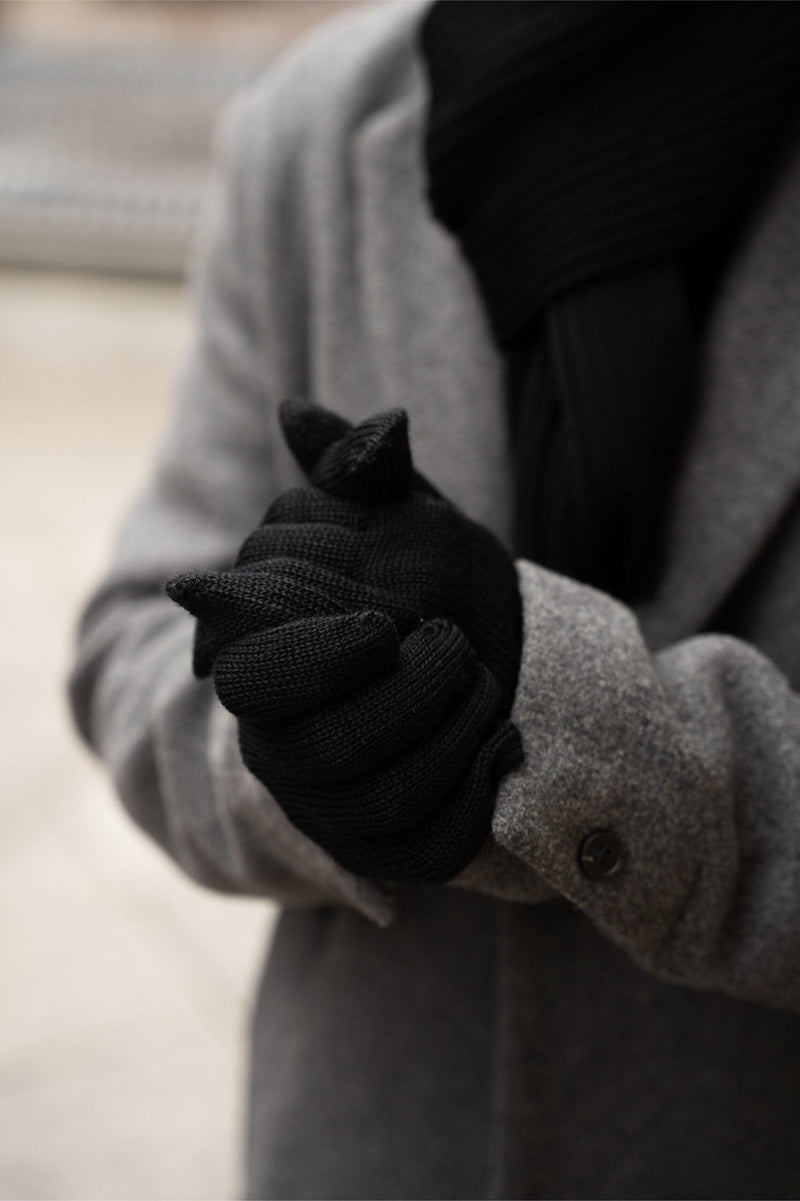 CLASSY MEN'S gloves – 100% MERINO WOOL – black