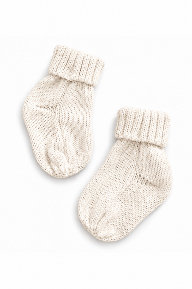 Skarpetki dziecięce LUMI – 100% wełny merino – ecru