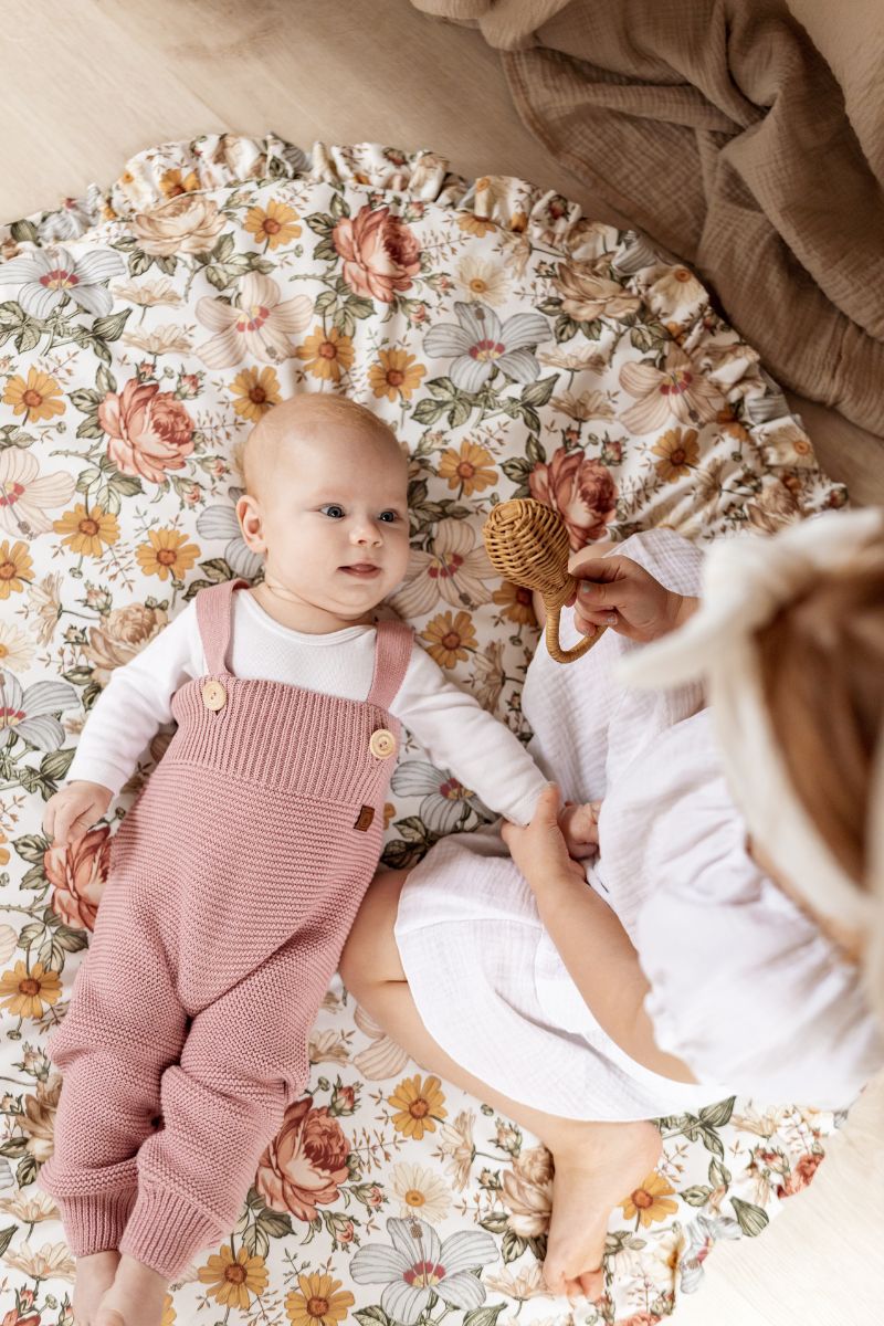 Children's dungarees ENZO - 100% merino wool - powder pink