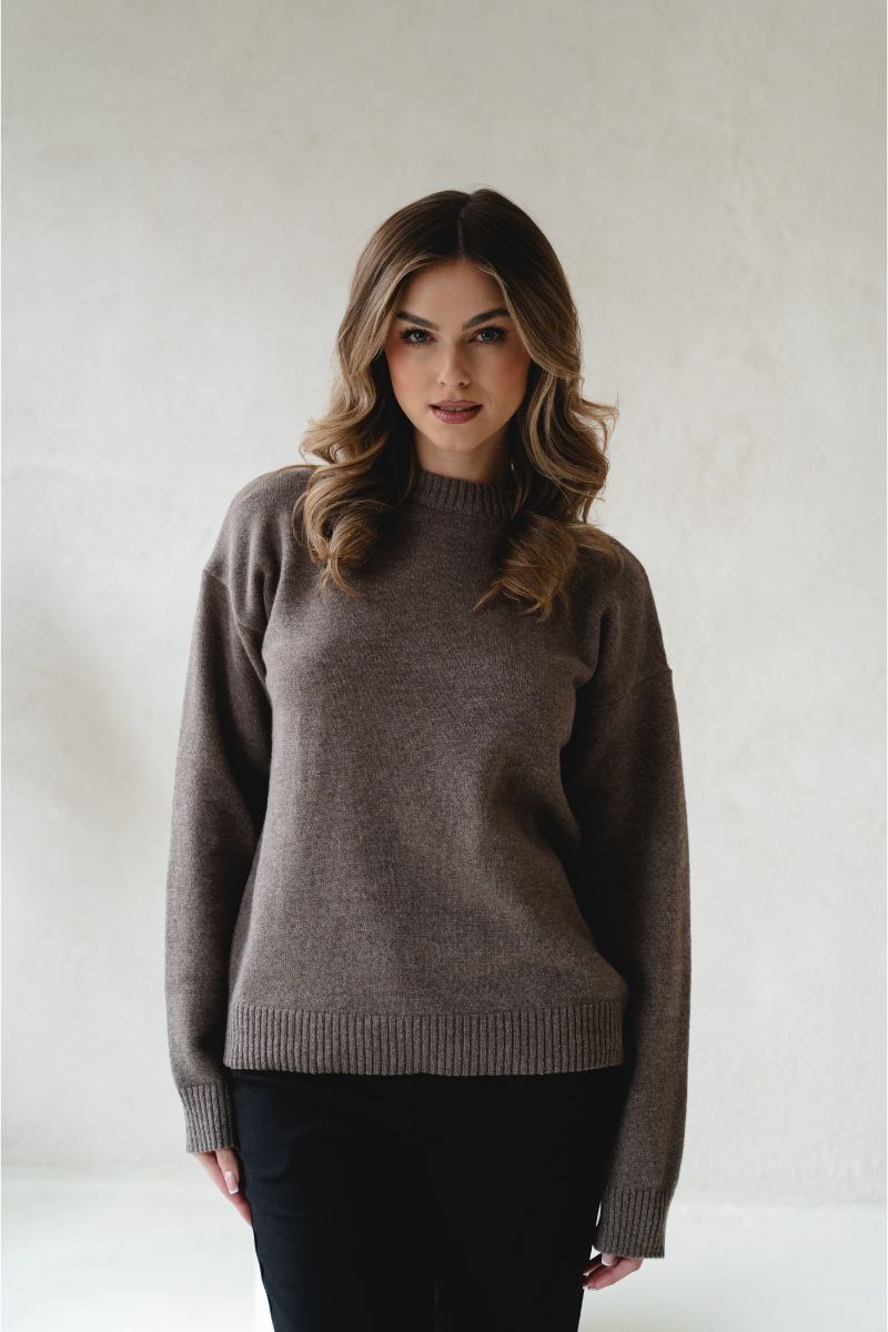 MORGEN sweater - 90% merino wool 10% cashmere - taupe
