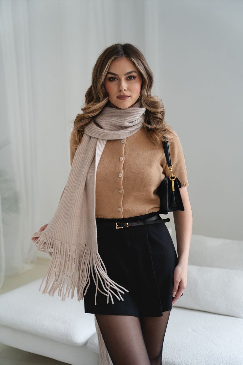 Maglione con zip e cashmere LUNA – cammello