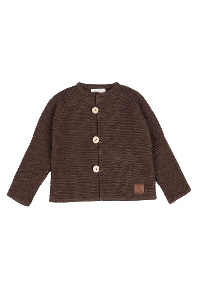 Dziecięcy sweterek z guzikami FINN - 100% wełna merino - brązowy