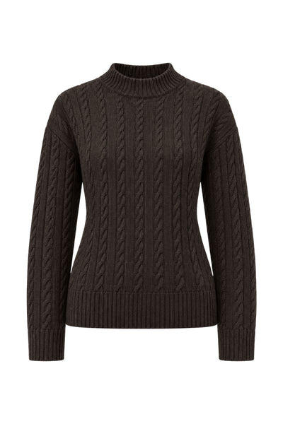 Sweter POLO – 100% wełny merino – czekoladowy brąz