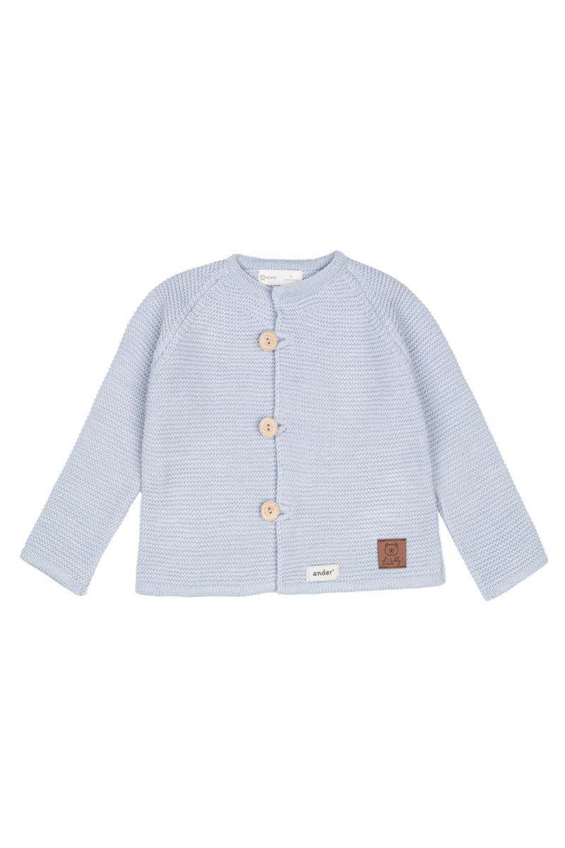 Children's Buttoned Sweater FINN - 100% merino wool - blue