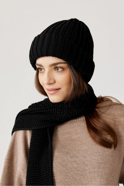 Szal COCO - 100% wełny merino - czarny