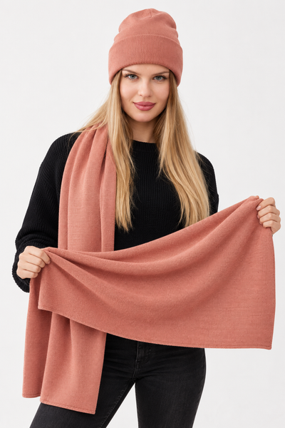 Szal PENELOPE – 100% wełny merino – migdałowy