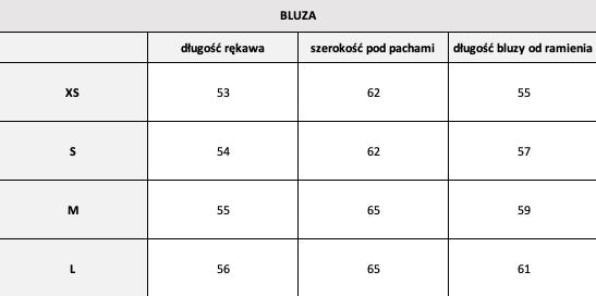 wymiary czarnej bluzy rosa producent ander