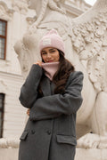 Komplet czapka i komin BRIGID NEW – 100% wełny merino – pudrowy róż