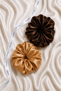 Set of two SILQ silk scrunchies – size - L – beige, brown