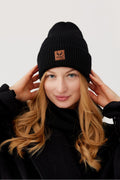Komplet czapka i komin BRIGID - 100% wełny merino - czarny