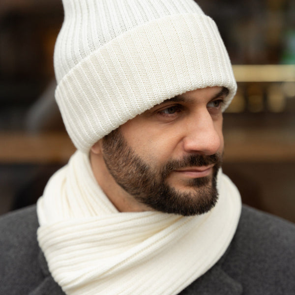 męski zestaw zimowy czapka i szal wełna merino model DAILY
