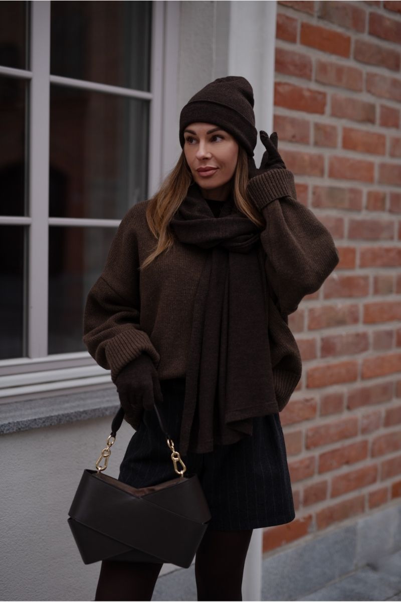 zimowy komplet czapka i szalik wełna 100% merino